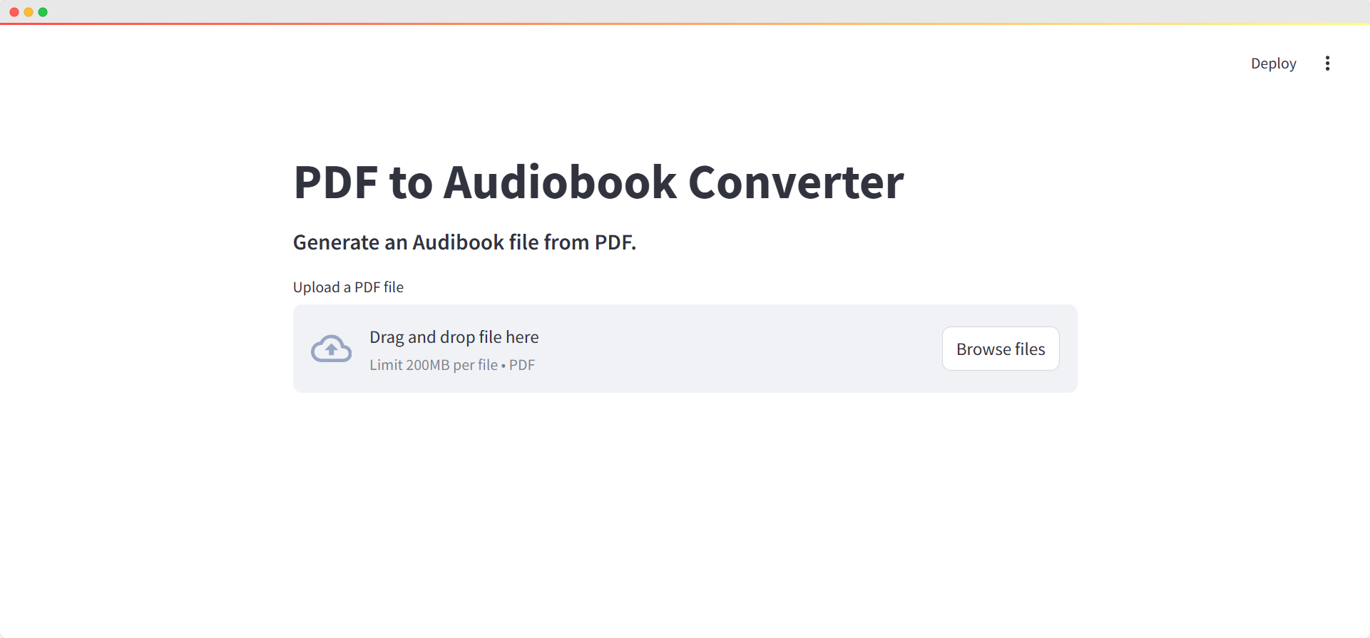 PDF to Audiobook Converter Using Python and Streamlit