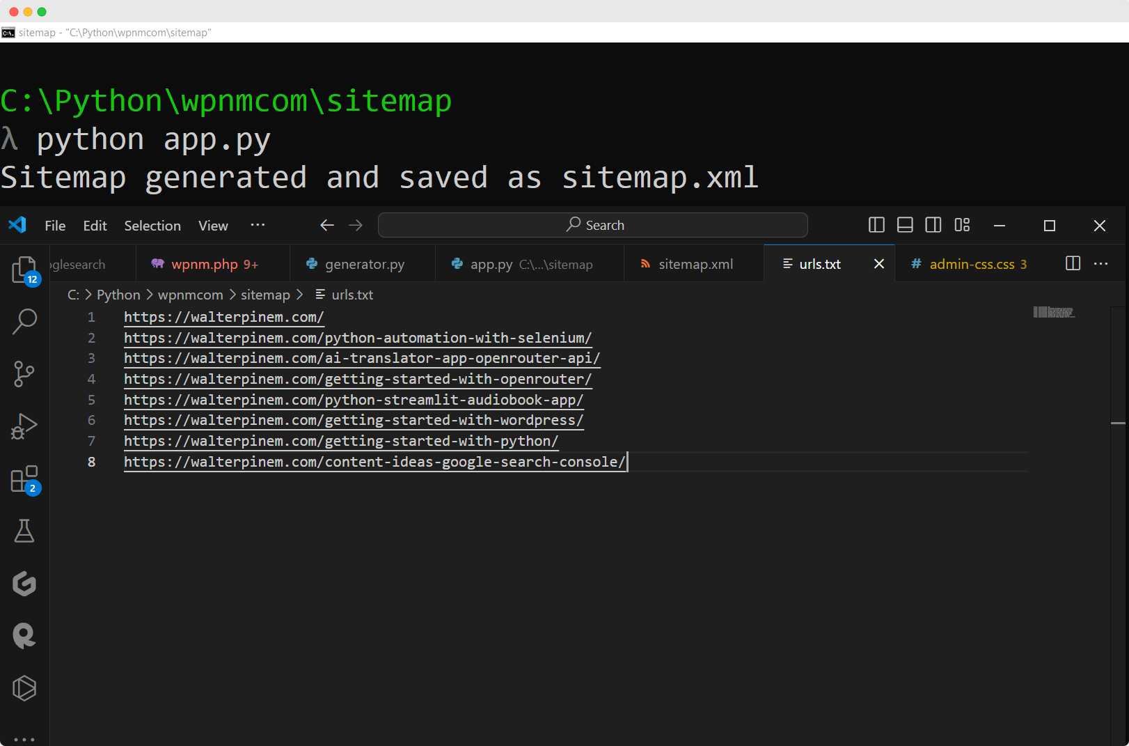 Python XML Sitemap Generator