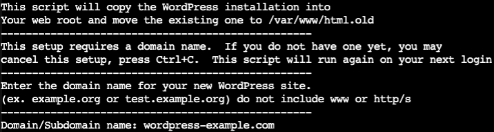 WordPress Domain Name DigitalOcean Terminal