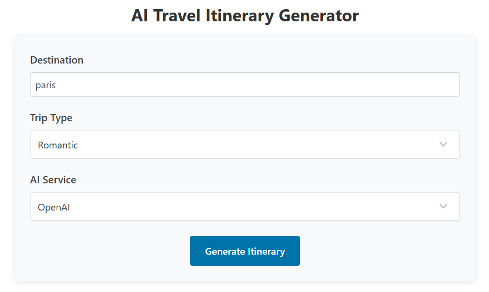 Ai Travel Itinerary Generator Tool Preview