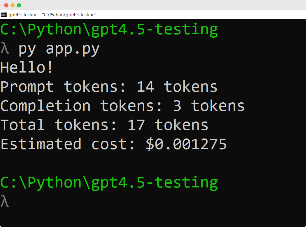 GPT-4.5 API Testing Token Calculation