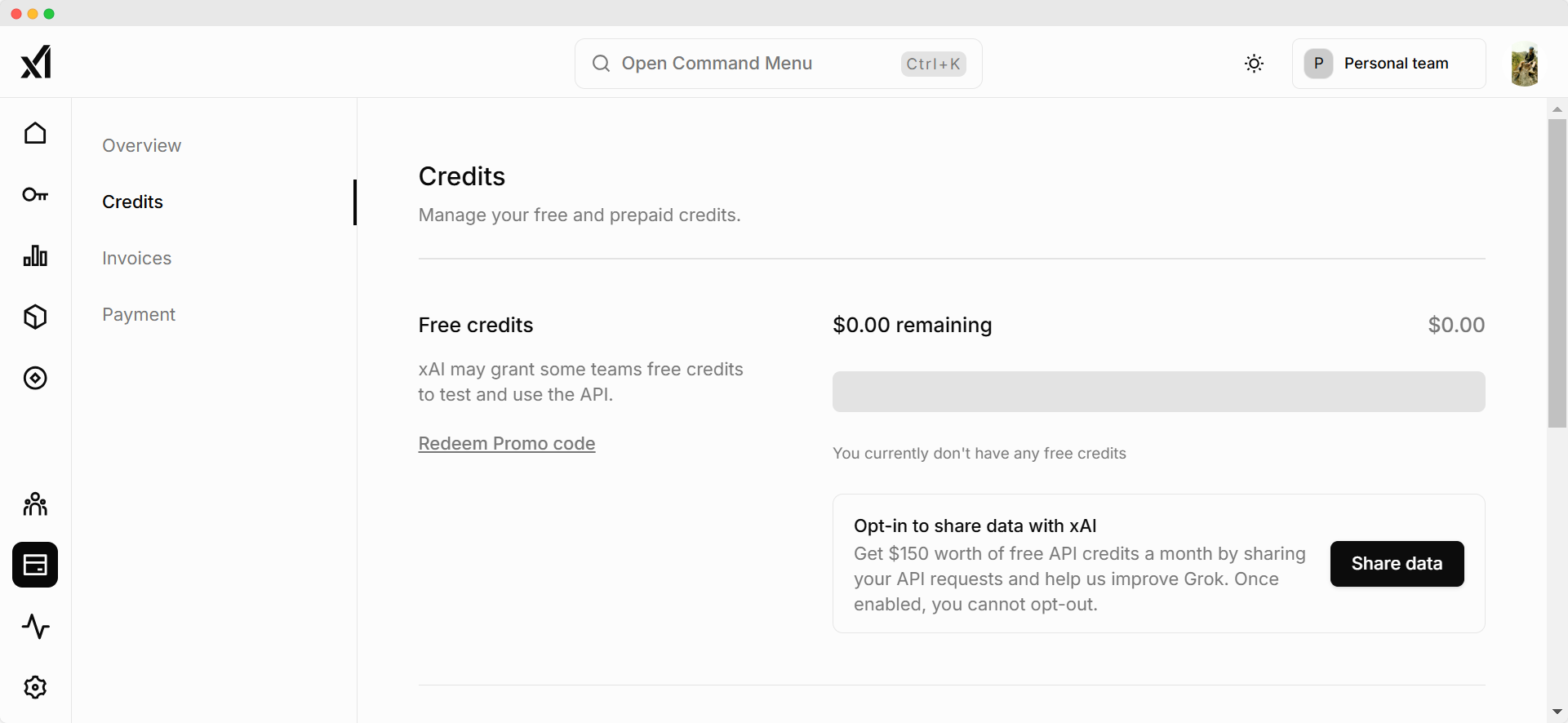 Grok xAI API Credits