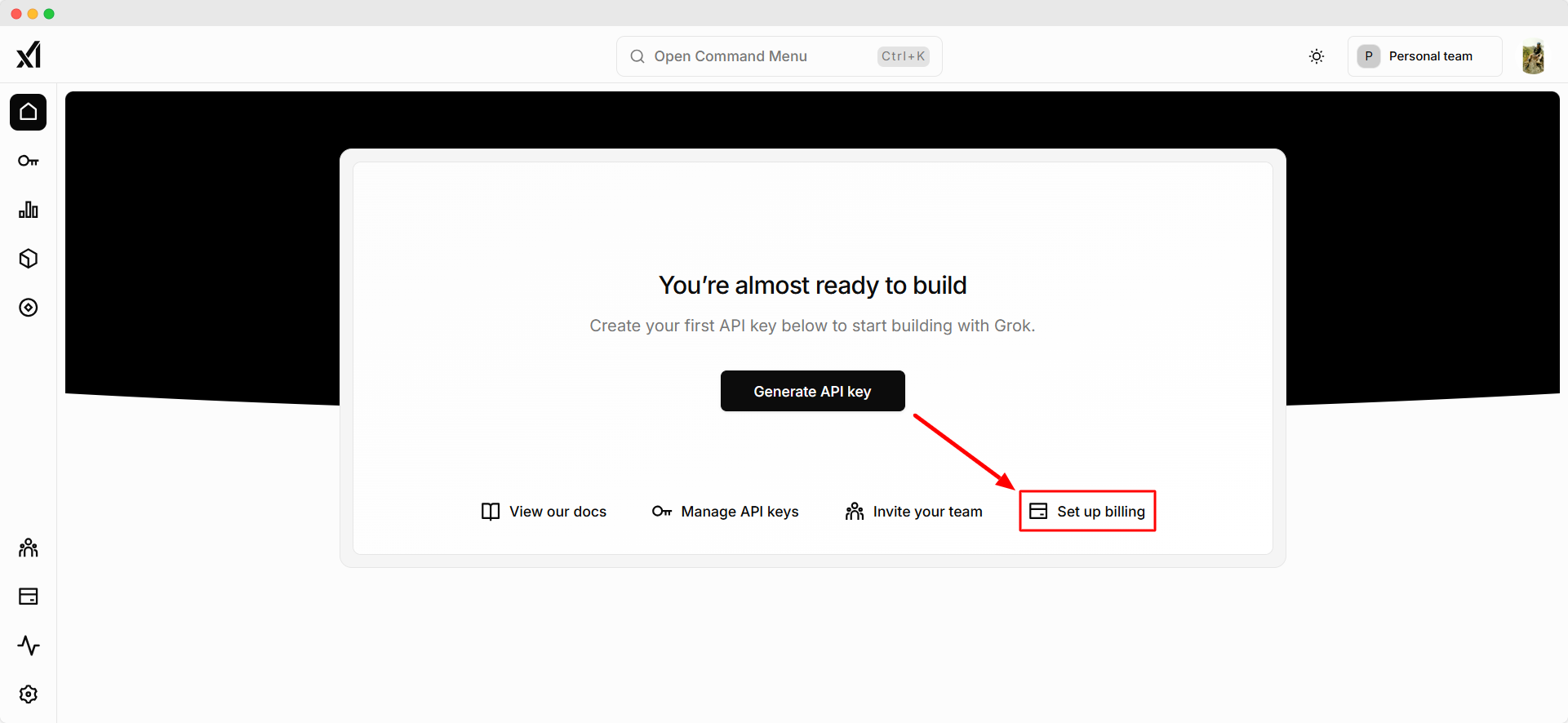 Grok xai onboarding account page