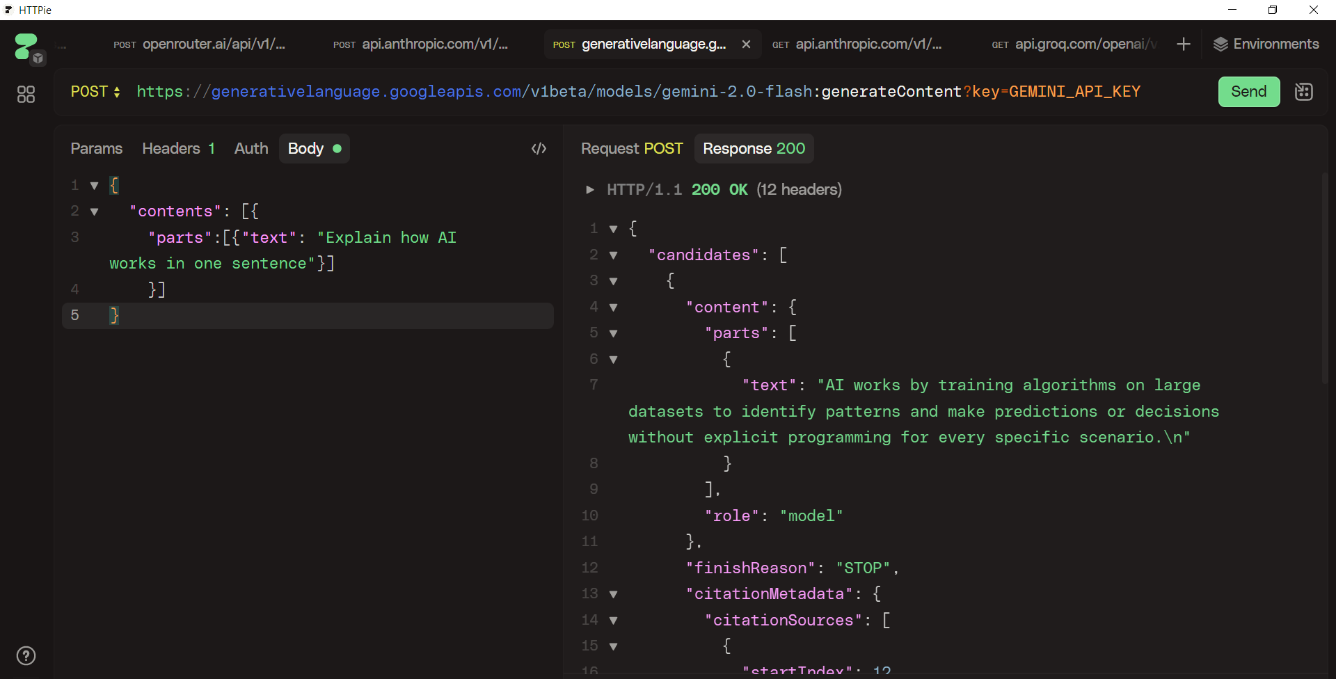 Testing Gemini AI API with HTTPie
